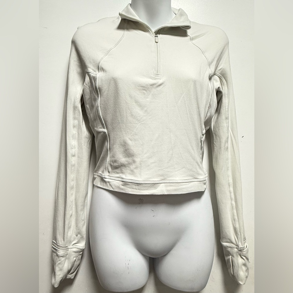 lululemon athletica Ivory Half-Zip Long Sleeve Crop Sweatshirt